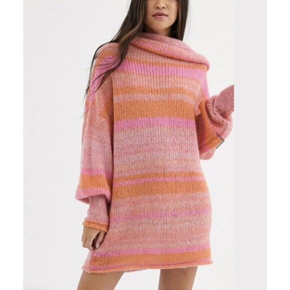 NWT Free People Candy Stripe Tunic Sweater Pullover Sm Flowers Combo OB1043829 - Picture 6 of 9